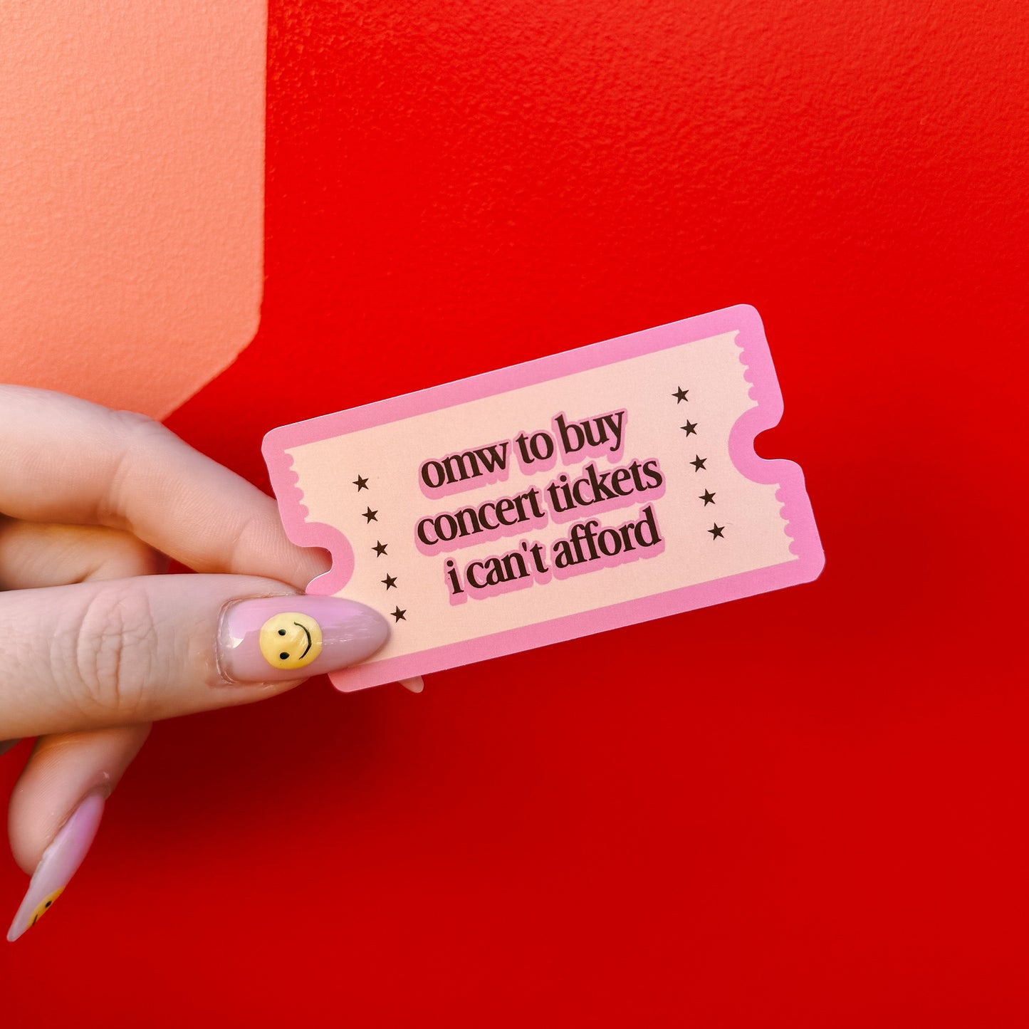 omw to buy concert tickets i can't afford Matte Vinyl Sticker