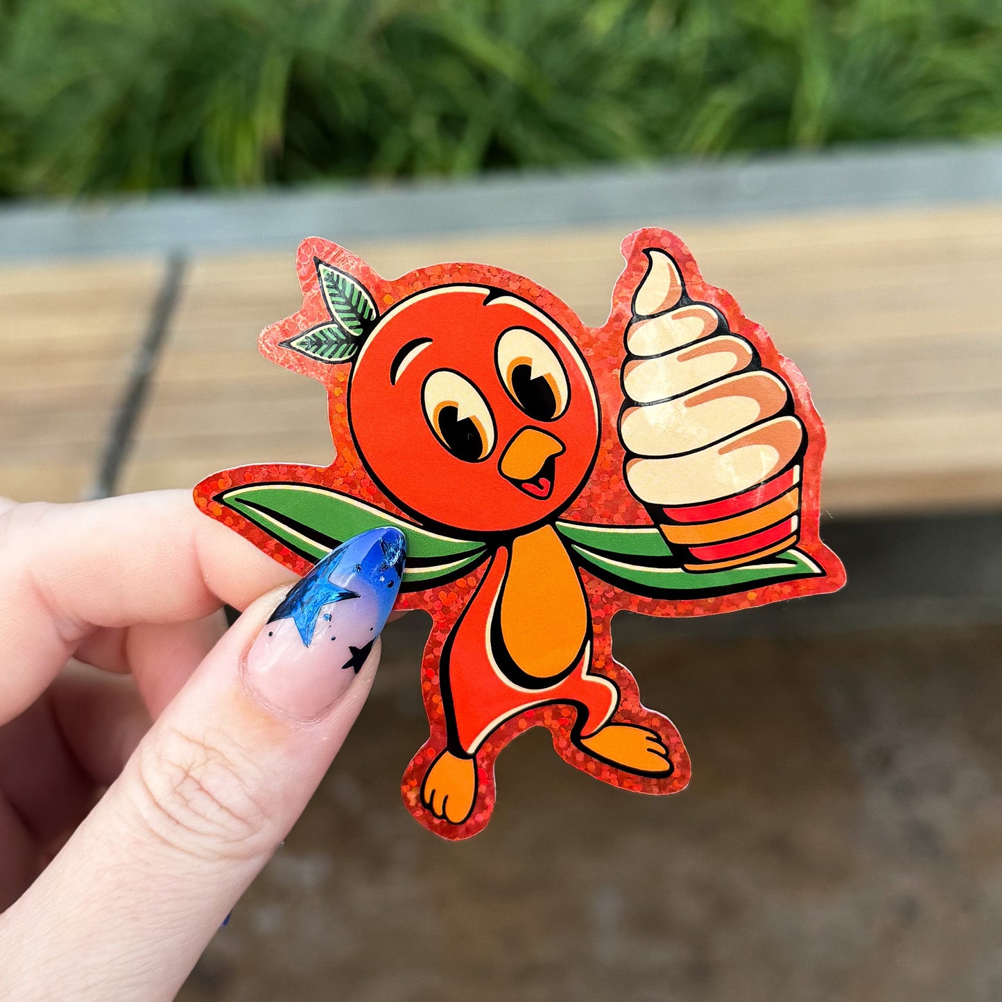 Orange Bird Glitter Sticker