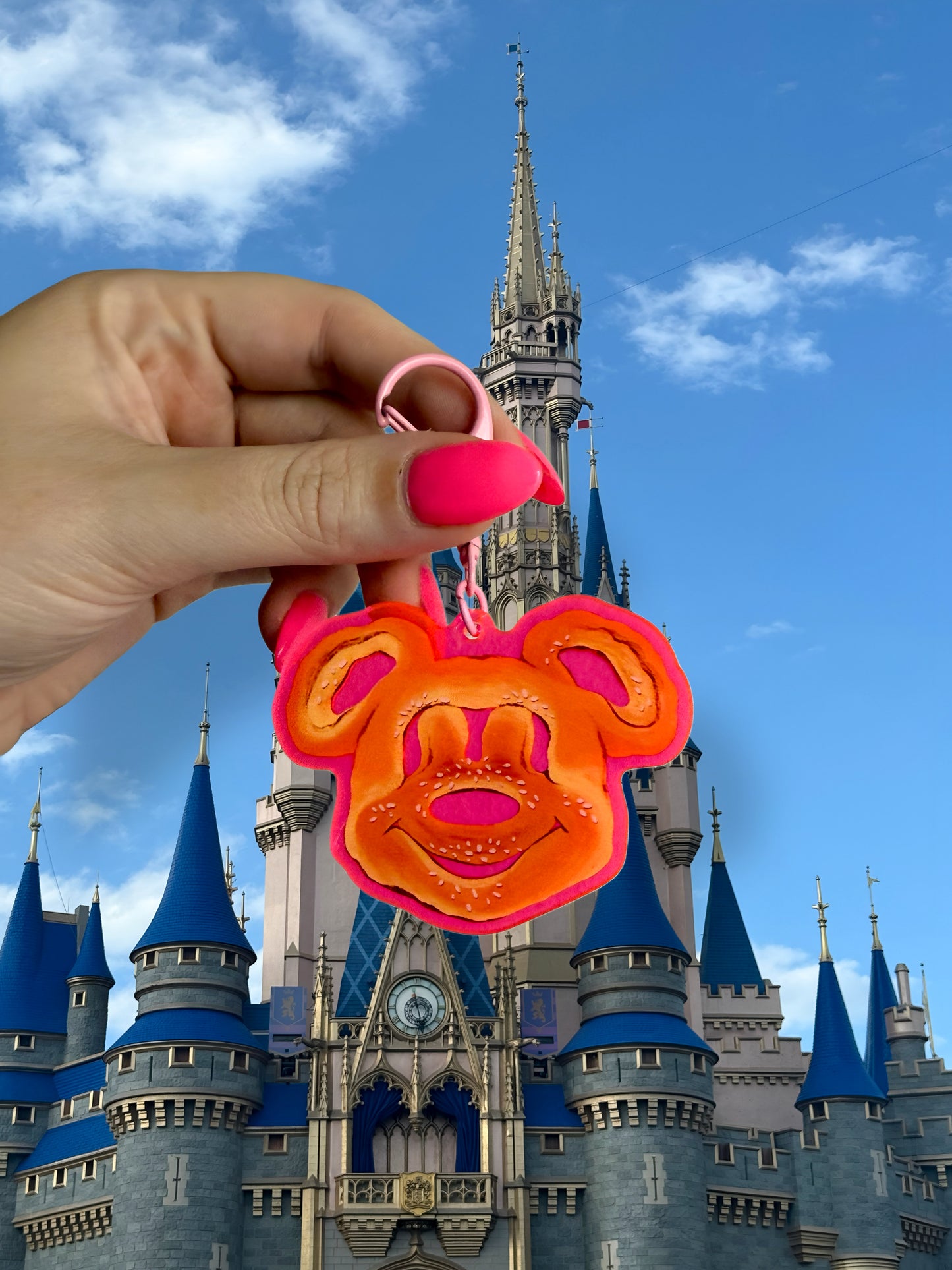 Neon Pink Mickey Waffle Bag Charm