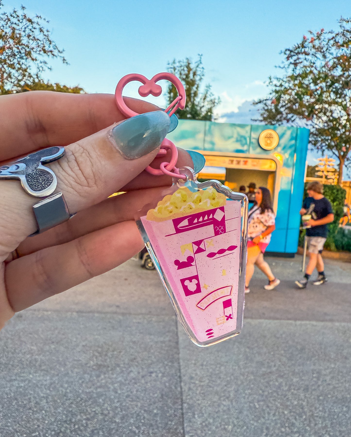 Pink Glitter Popcorn Bag Charm