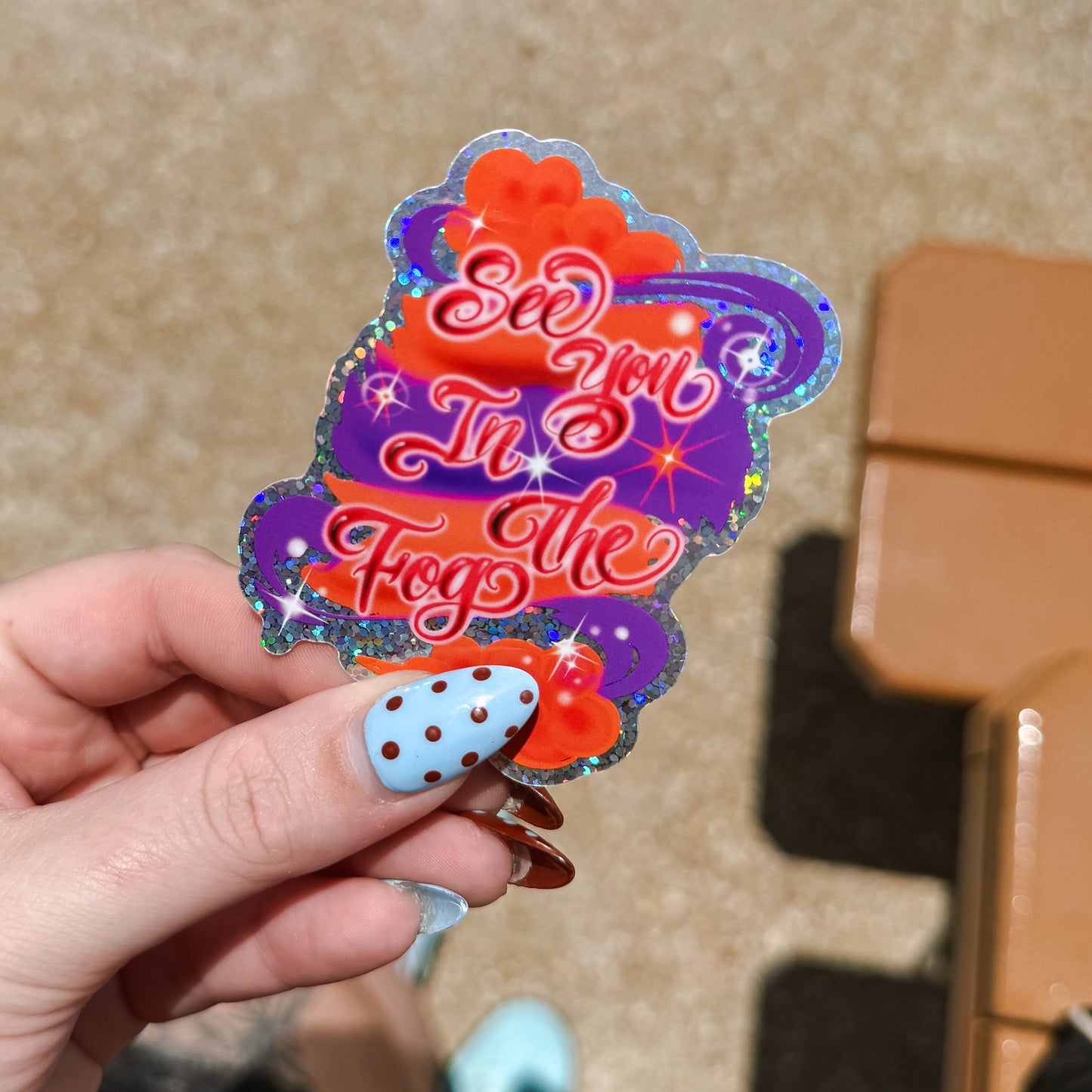 See You In The Fog Glitter Sticker