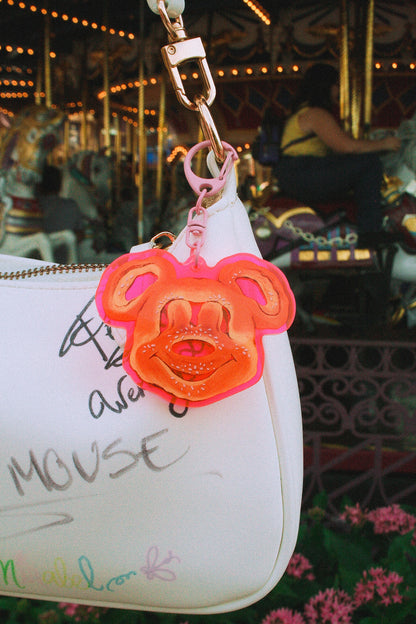 Neon Pink Mickey Waffle Bag Charm