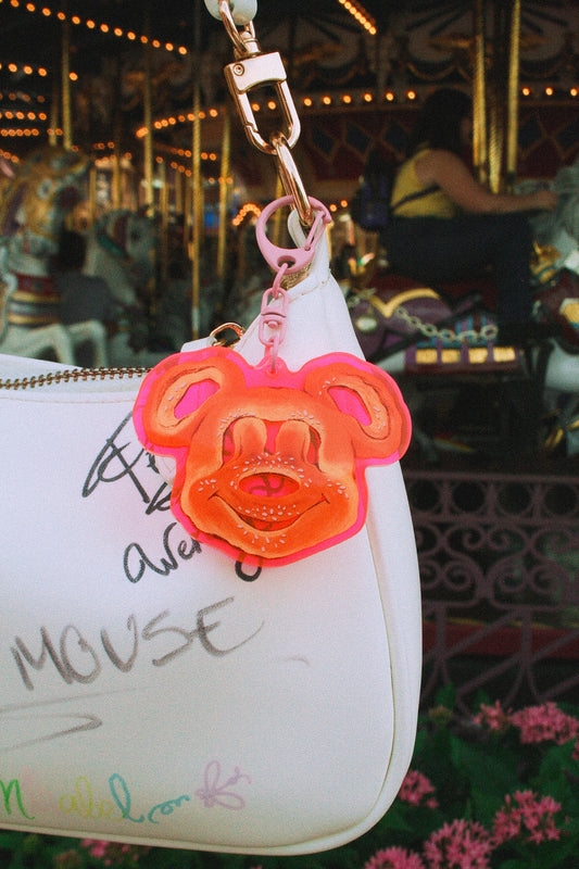 Neon Pink Mickey Waffle Bag Charm