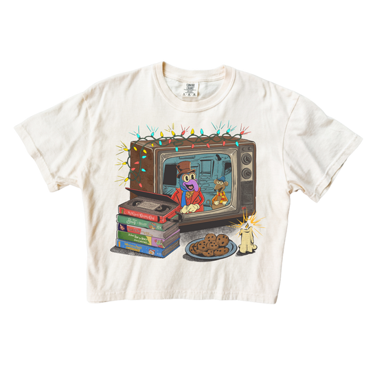 Retro Christmas Movies Crop Tee