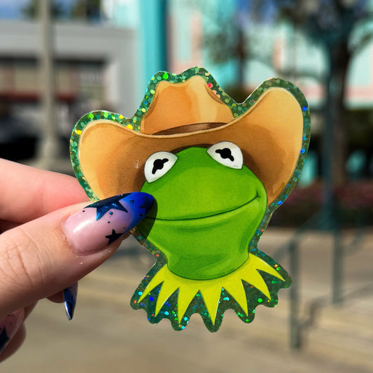 Cowboy Kermie Glitter Sticker