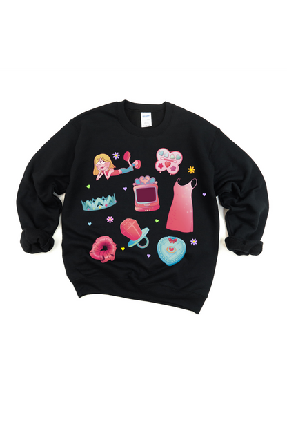 Nostalgic Girly Collage Crewneck
