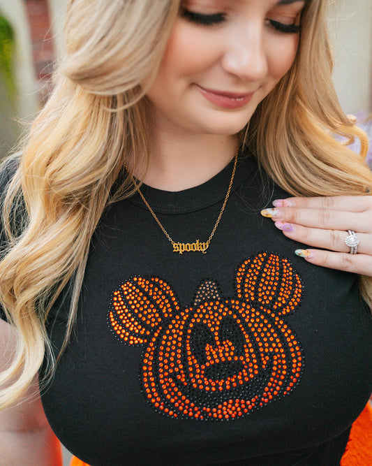 CRYSTAL Mickey Pumpkin Baby Tee