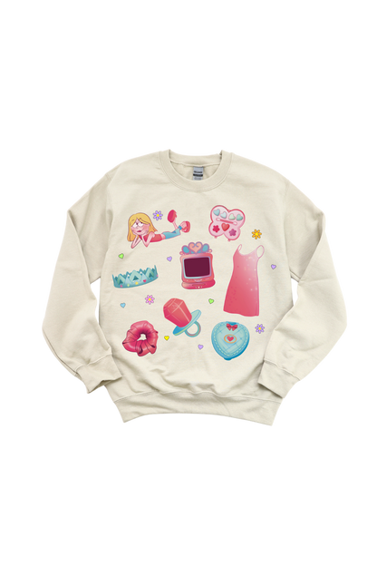Nostalgic Girly Collage Crewneck