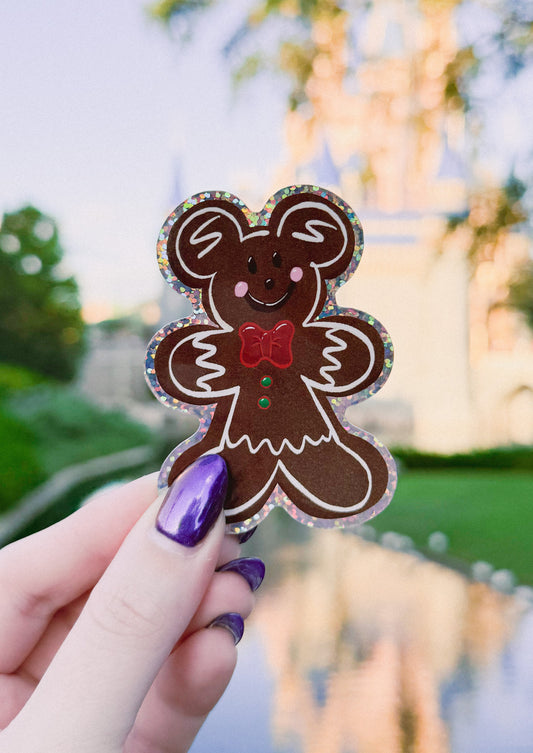 Mickey Gingerbread Cookie Glitter Sticker