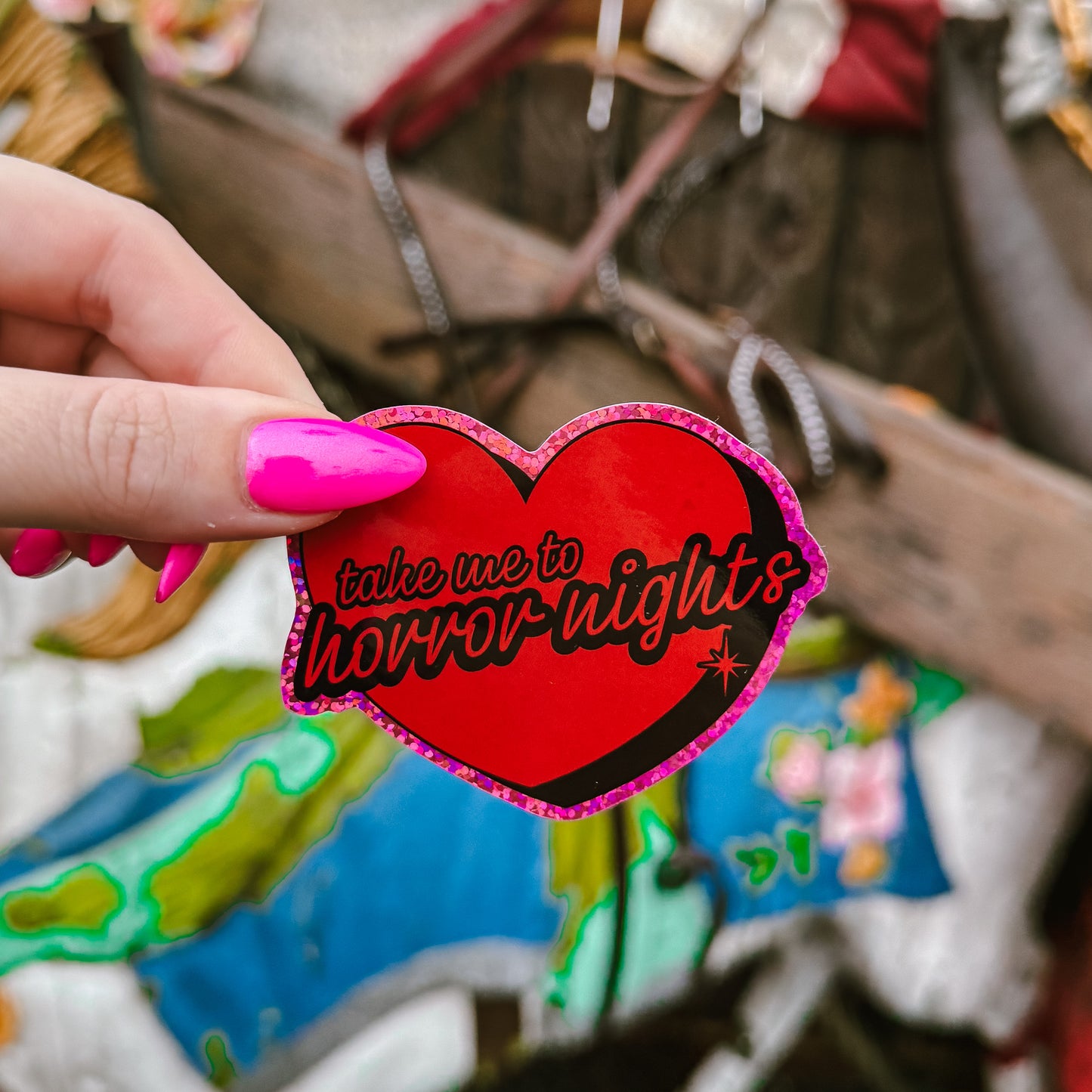 Take Me To HHN Glitter Sticker