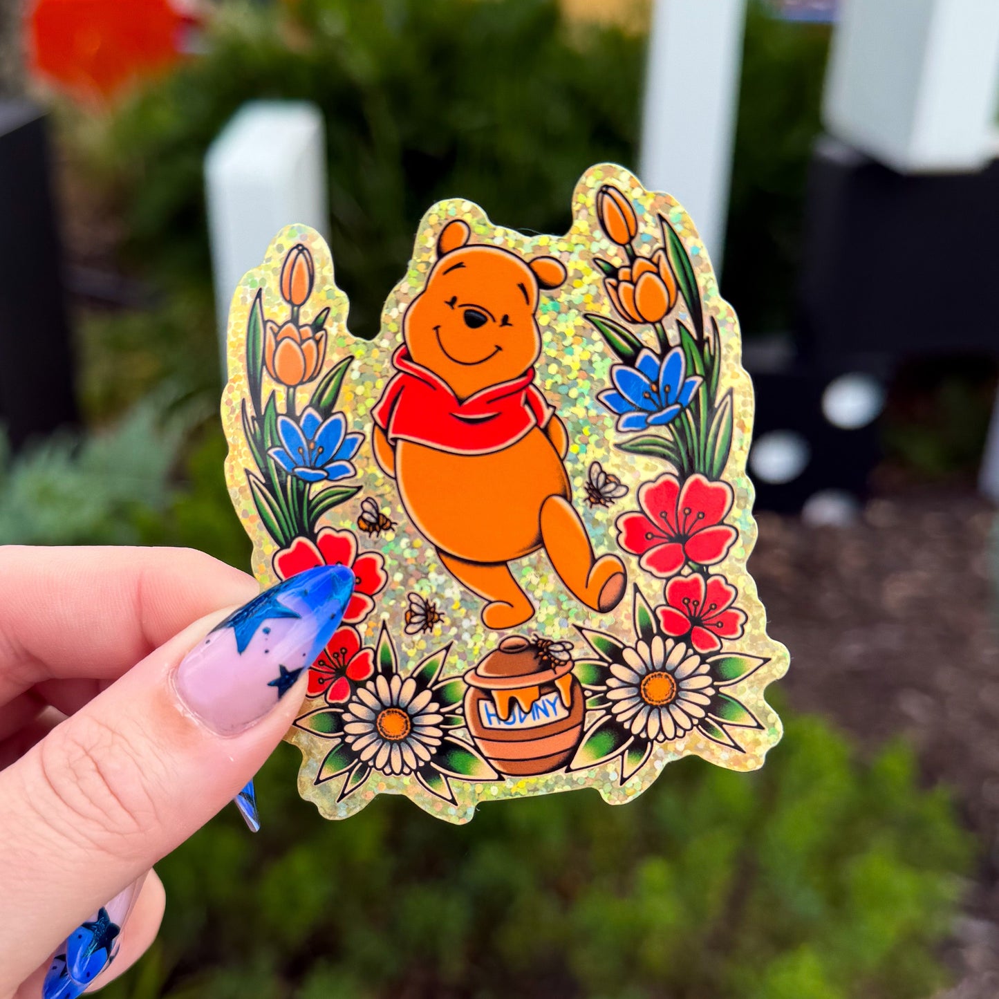 Pooh Tattoo Glitter Sticker