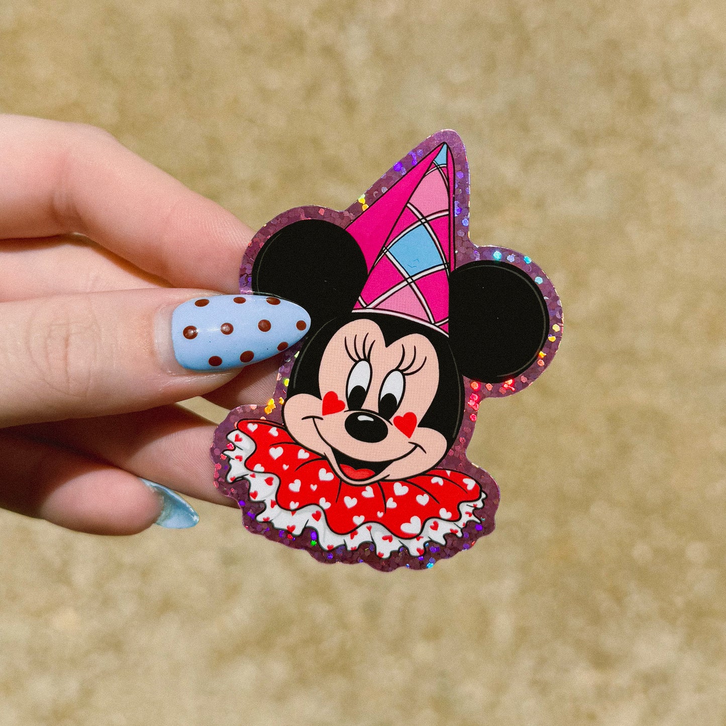 Minne Princess Clown Glitter Sticker