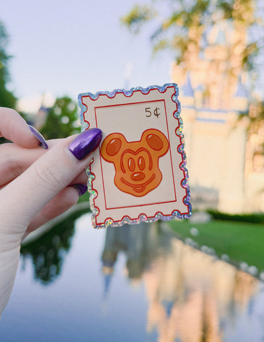 Mickey Waffle Stamp Glitter Sticker