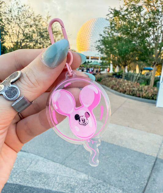 Pink Glitter Balloon Bag Charm