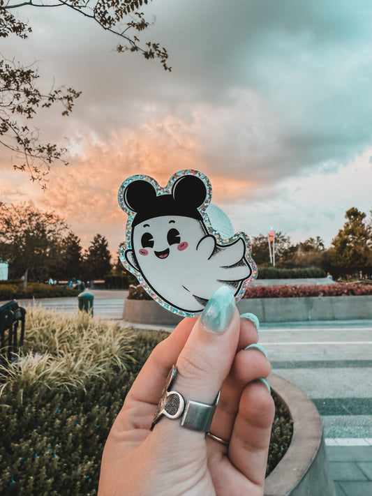 Mousekteer Ghost Glitter Vinyl Sticker