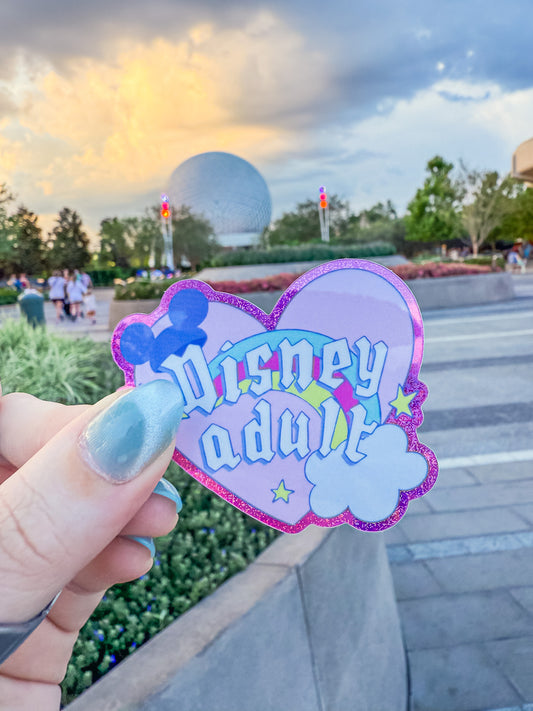 Disney Adult Pink Glitter Sticker