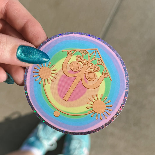 Clock Face Pastel Glitter Sticker