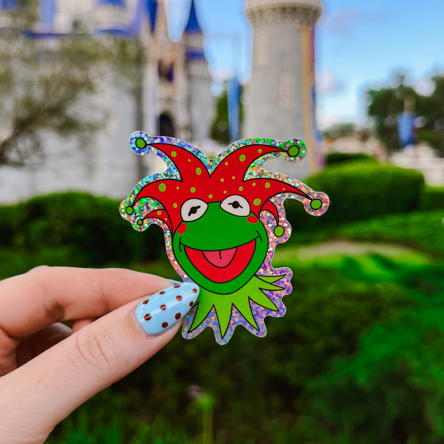 Kermit Clown Glitter Sticker