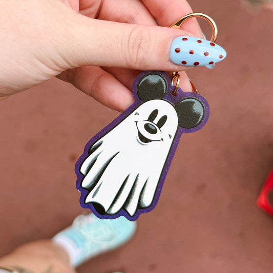 MM Ghost Purple Glitter Bag Charm