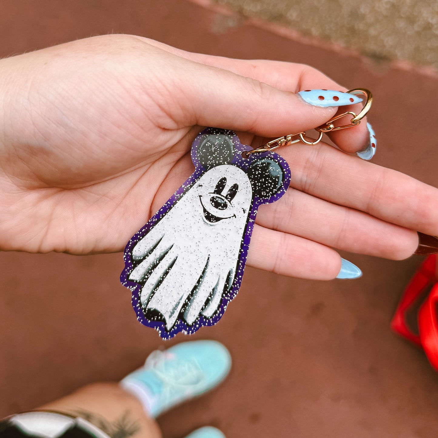 MM Ghost Purple Glitter Bag Charm