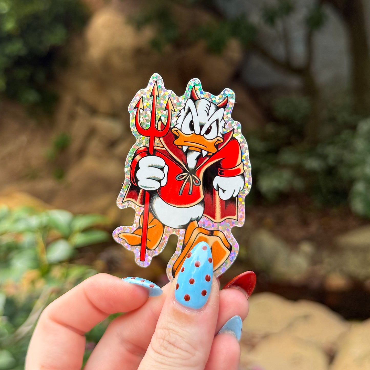 Devil Donald Glitter Sticker
