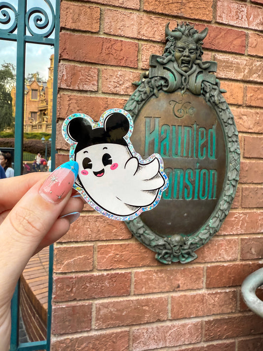 Mousekteer Ghost Glitter Vinyl Sticker