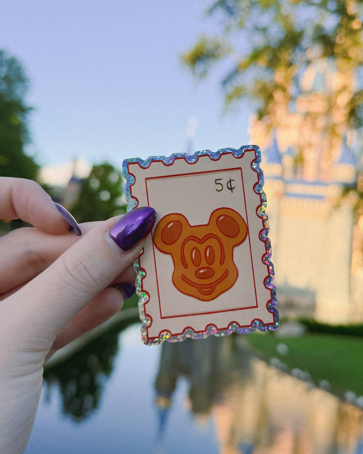Mickey Waffle Stamp Glitter Sticker – staymagicalco