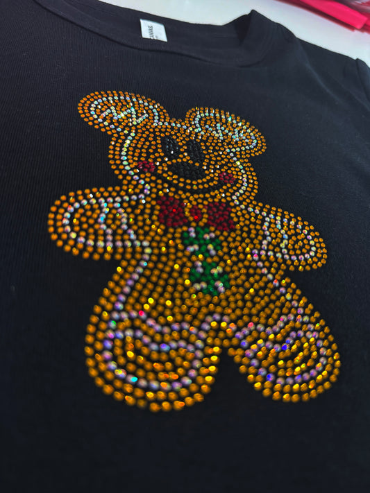 Sparkly Crystal Mickey Gingerbread Baby Tee