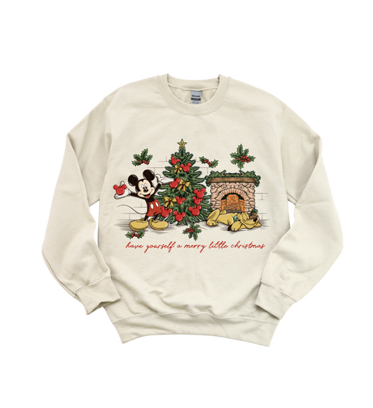 Vintage Inspired Mickey And Pluto Crewneck