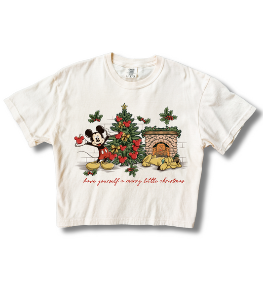 Vintage Inspired Mickey And Pluto Crop Tee